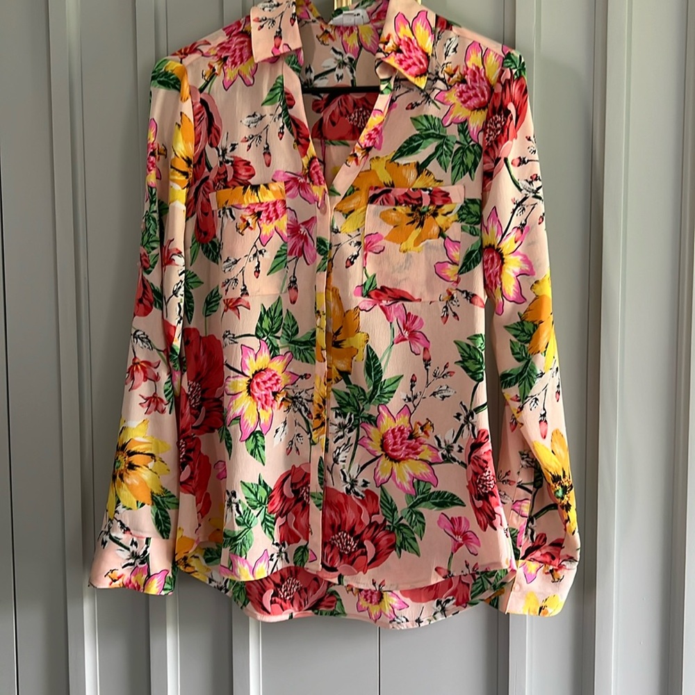 Express Slim Cut Floral Blouse
